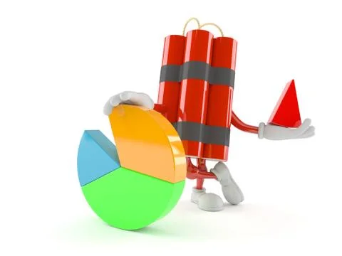 Dynamite character with pie chart Stock Illustration