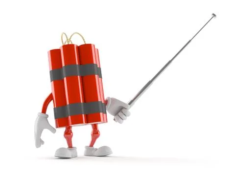 Dynamite character with pointing stick Stock Illustration