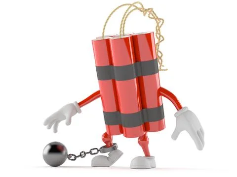 Dynamite character with prison ball Stock Illustration