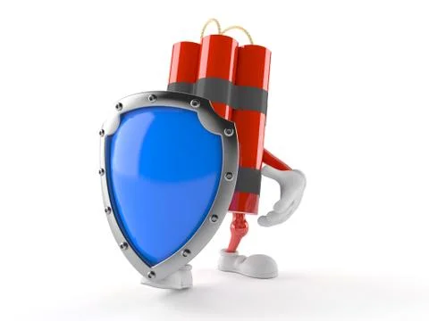 Dynamite character with protective shield Stock Illustration