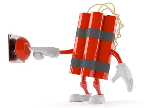 Dynamite character pushing button Illustrazione stock