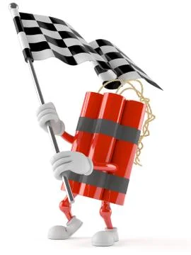 Dynamite character with racing flag Illustrazione stock