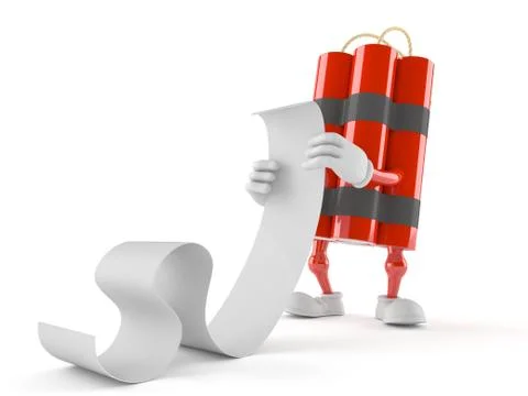 Dynamite character reading long list Stock Illustration