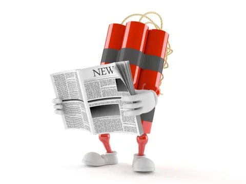 Dynamite character reading newspaper Illustrazione stock