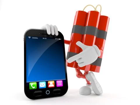 Dynamite character with smart phone Stock Illustration
