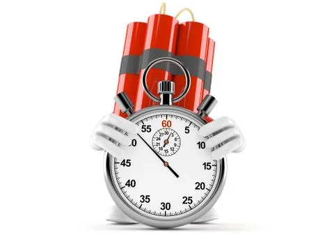 Dynamite character with stopwatch Stock Illustration