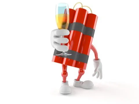 Dynamite character toasting Illustrazione stock