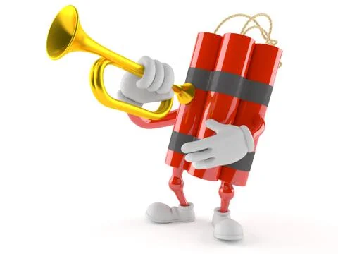 Dynamite character with trumpet Stock Illustration