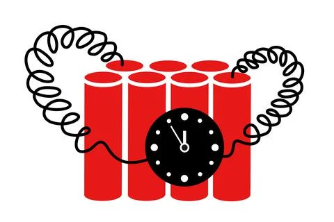 Dynamite with clock dial - Bomb and explosive chrage is going to explode and Stock Illustration