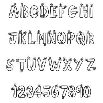 Dynamite Explosion Lettering ABC Text Font Alphabet Type Illustration Stock Illustration