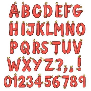 Dynamite Explosion Lettering ABC Text Font Alphabet Type Illustration Stock Illustration
