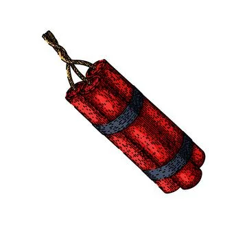 Dynamite explosion tnt sketch hand drawn vector Stock Illustration