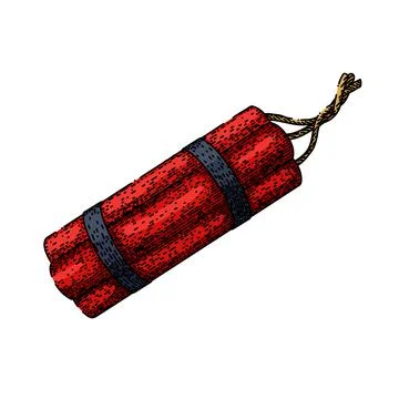 Dynamite explosive tnt sketch hand drawn vector Stock Illustration