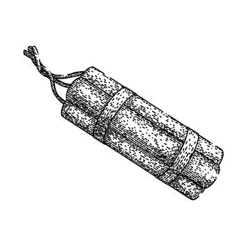 Dynamite explosive tnt sketch hand drawn vector Stock Illustration