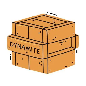Dynamite as Explosive in Wooden Box as Reactive Substance for Explosion Vector Illustrazione stock