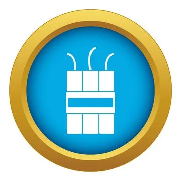 Dynamite explosives icon blue isolated Stock Illustration