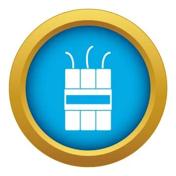 Dynamite explosives icon blue vector isolated Stock Illustration