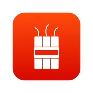 Dynamite explosives icon digital red Stock Illustration