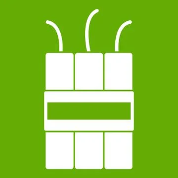 Dynamite explosives icon green Stock Illustration