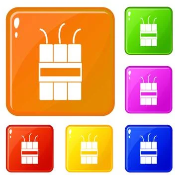 Dynamite explosives icons set vector color Illustrazione stock