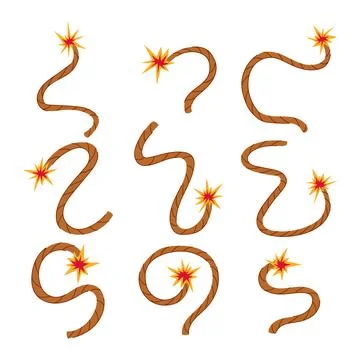 Dynamite fuse set cartoon vector illustration Illustrazione stock