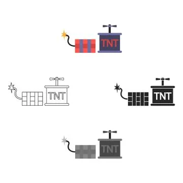 Dynamite icon in cartoon style isolated on white background. Mine symbol stock Stock Illustration
