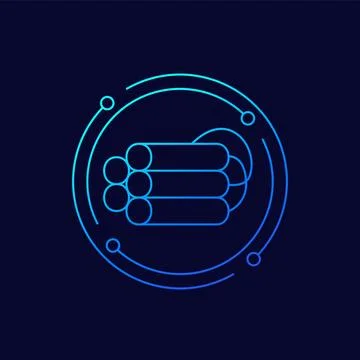 Dynamite icon, tnt explosive linear design Stock Illustration