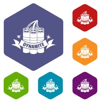 Dynamite icons vector hexahedron 스톡 일러스트