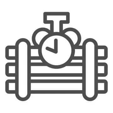 Dynamite line icon. Countdown counter bar and bomb, blast with clock symbol Stock Illustration