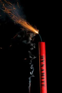 Dynamite with lit fuse Foto stock