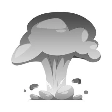Dynamite or bomb explosion with fire flame and smoke, monochrome vector cartoon Stock Illustration