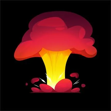 Dynamite or bomb explosion with fire flame and smoke, vector cartoon game boom Stock Illustration