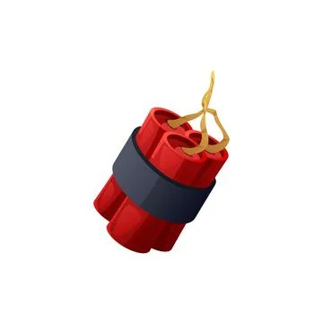 Dynamite or tnt bomb, vector icon for game design, isolated on white 스톡 일러스트