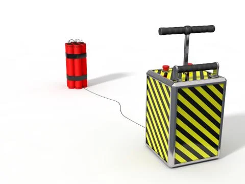 Dynamite pack and detenator. 3d illustration. Stock Illustration