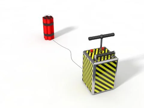 Dynamite pack and detenator. 3d illustration. Stock Illustration