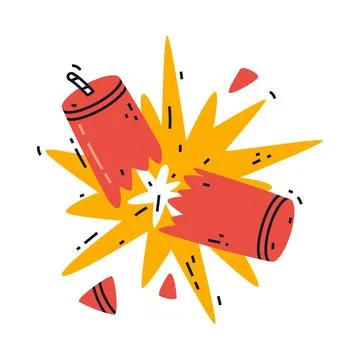 Dynamite Red Stick Explode as Explosive and Reactive Substance for Explosion Stock Illustration