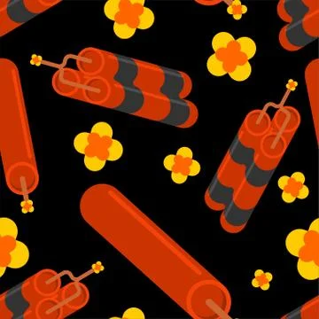 Dynamite seamless pattern. Explosive background. Vector texture 스톡 일러스트