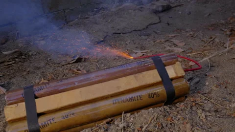 DYNAMITE WITH A SHORT BURNING FUSE.  4K.  #3 IN A SERIES OF 4. Video stock 141228389
