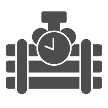 Dynamite solid icon. Countdown counter bar and bomb, blast with clock symbol Stock Illustration