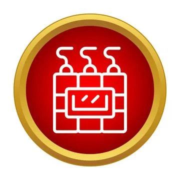 Dynamite stick bomb icon in red circle Stock Illustration