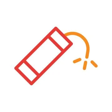 Dynamite stick with burning wick. Concept of danger, risk, and explosion. Stock Illustration