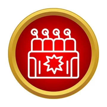 Dynamite sticks igniting in a red circle icon Stock Illustration