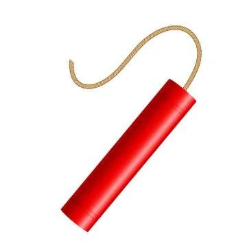 Dynamite sticks isolated on white background, red sticks with burning fuses a Stock Illustration