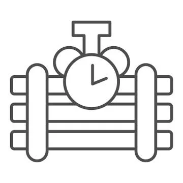 Dynamite thin line icon. Countdown counter bar and bomb, blast with clock symbol Stock Illustration