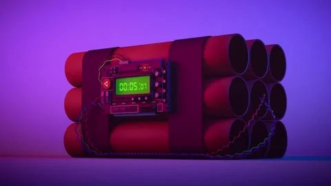 Dynamite time bomb counting down from 10 to 0 second. Stock Footage 153375079