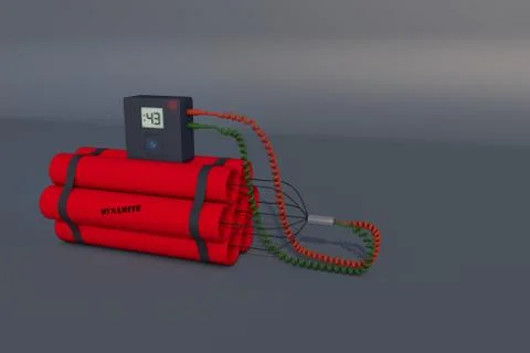 Dynamite time bomb/ Illustration 3D/Copy space Stock Illustration
