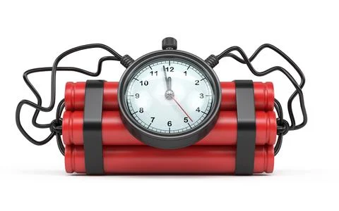 Dynamite TNT countdown explosive 3D Stock Illustration