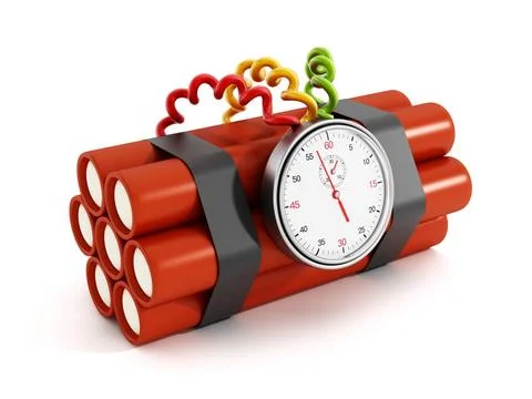 Dynamites with electronic timer Dynamites with analogue timer set to one s... Foto stock