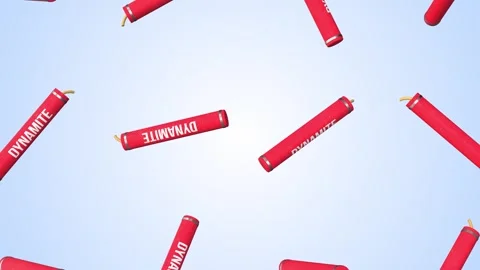 Dynamites Falling on a Light Background. Explosive Items 3D Animation. 4K Stock Footage 291529409