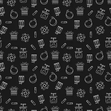 Dynamits and pyrotechnics seamless pattern Stock Illustration